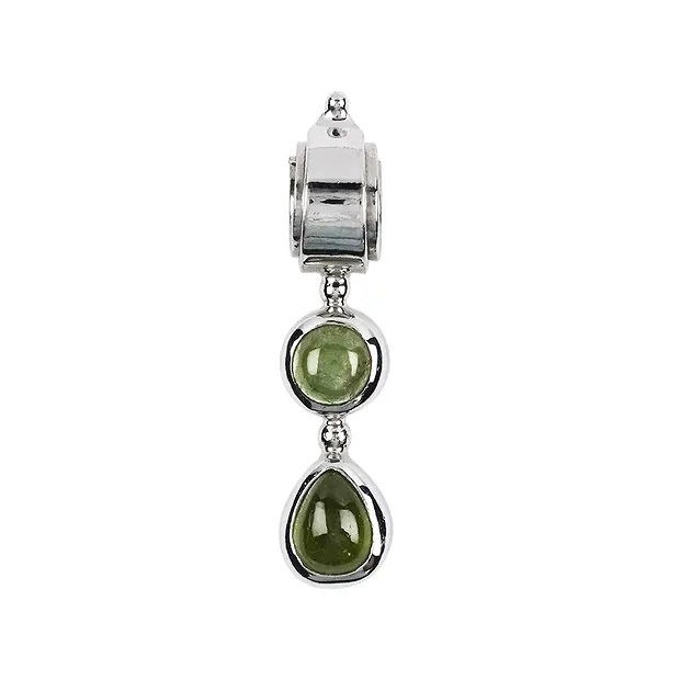 Colgante Turmalina (verde) redondo/gota, 3,6 cm, rodinado | Marco Schreier