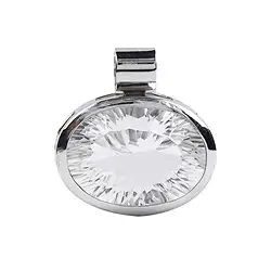 242018200055 Colgante de cristal de roca (oval, facetado), 2,3 cm, rodinado | Marco Schreier