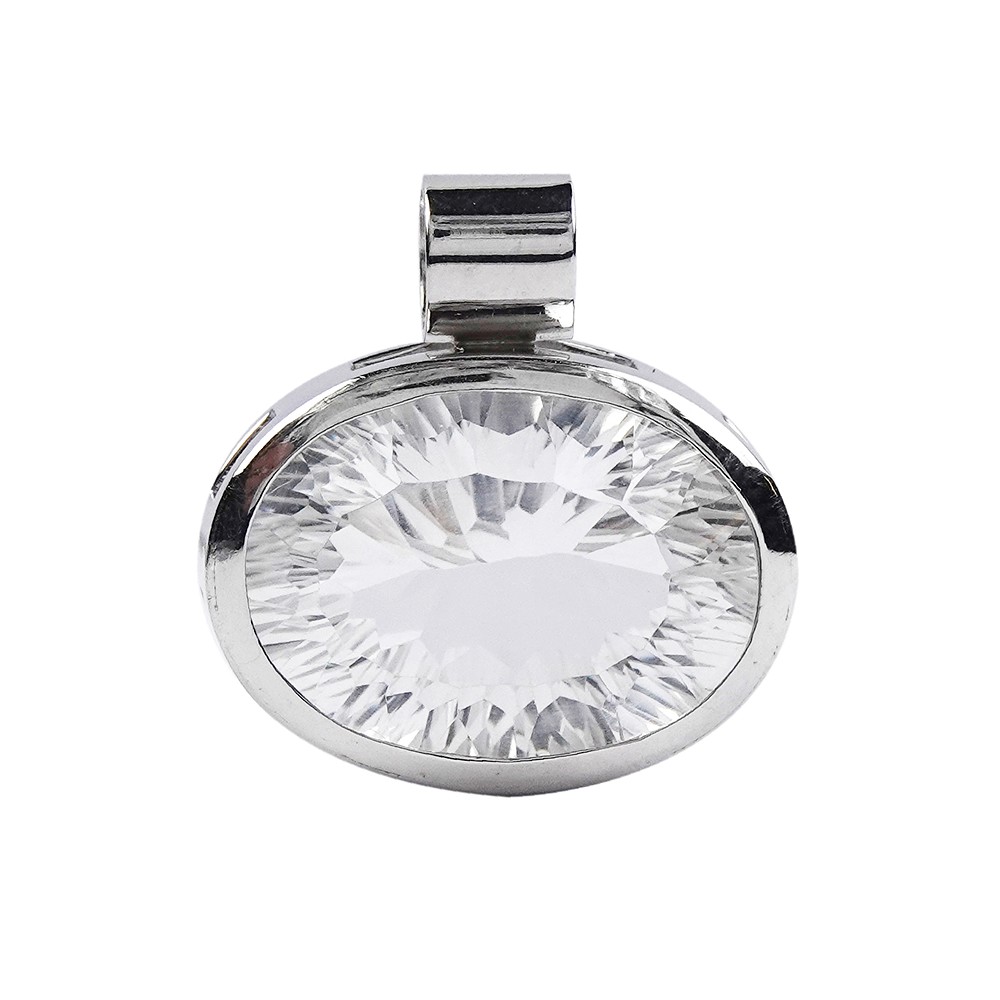 Pendente in Cristallo di rocca (ovale, sfaccettato), 2,3 cm, rodiato | Marco Schreier