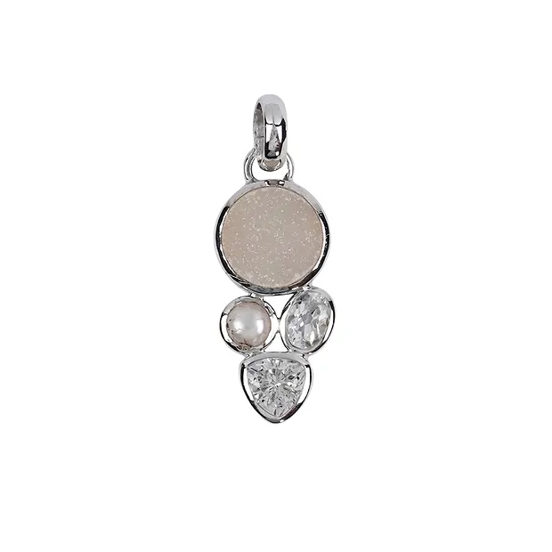 Pendant Agate (Druzy), Topaz, Pearl , 3,5cm | wholesaler gems & healing stones