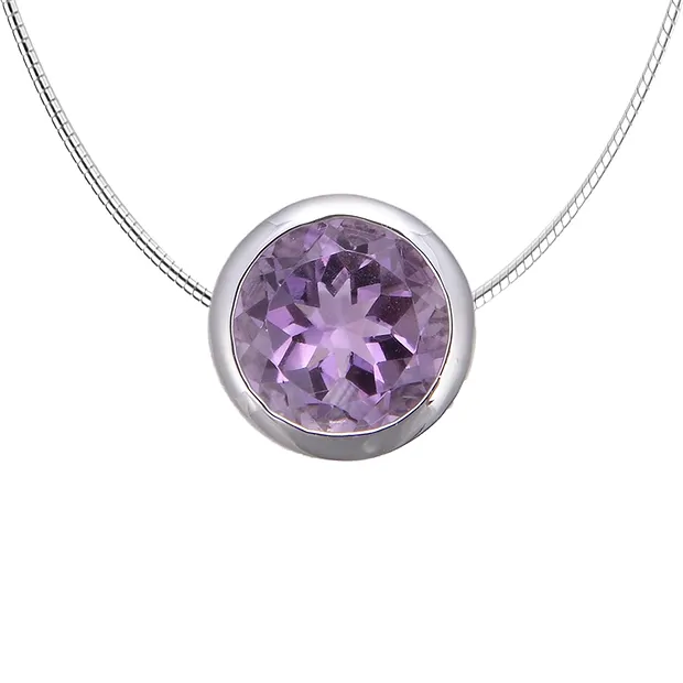 Pendentif Solitaire Amethsyt (10mm), facetté, 1,2cm, rhodié | Marco Schreier