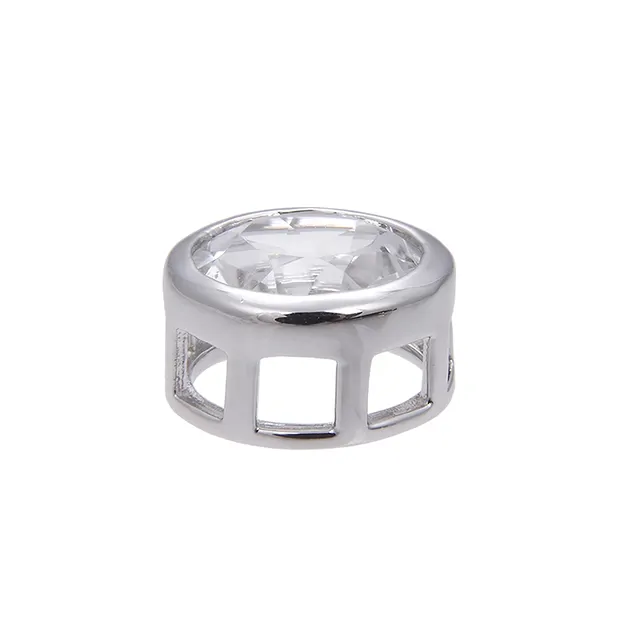 Pendentif Cristal de roche solitaire (10mm), facetté, 1,2cm, rhodié | Marco Schreier