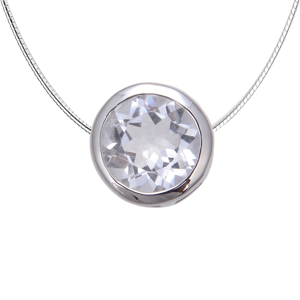 Anhänger Solitär Bergkristall (10mm), facettiert, 1,2cm, rhodiniert | Marco Schreier