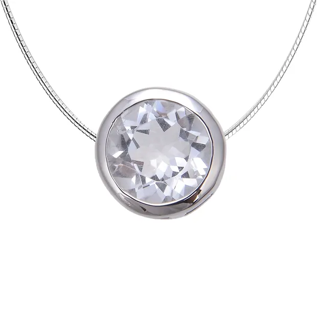 Colgante solitario Cristal de roca (10mm), facetado, 1,2cm, rodinado | Marco Schreier