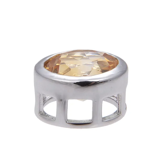 Solitaire Citrine pendant (heated) (10mm), faceted, 1.2cm, rhodiniert | Marco Schreier