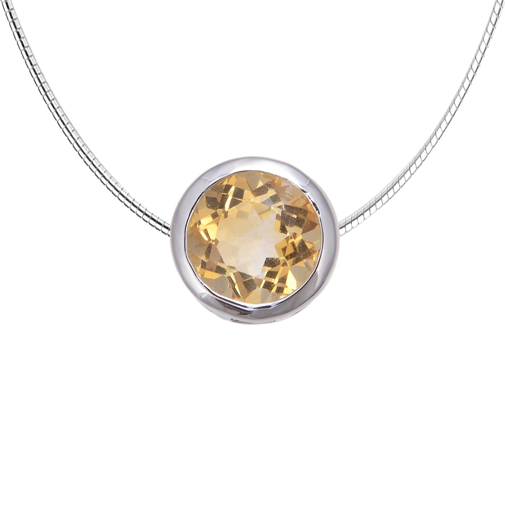 Ciondolo solitario in Citrino (10 mm), sfaccettato, 1,2 cm, rodiato | Marco Schreier