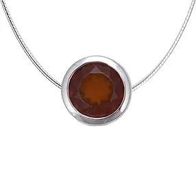 Pendentif solitaire grenat, facetté, 1,2cm, rhodié | Marco Schreier