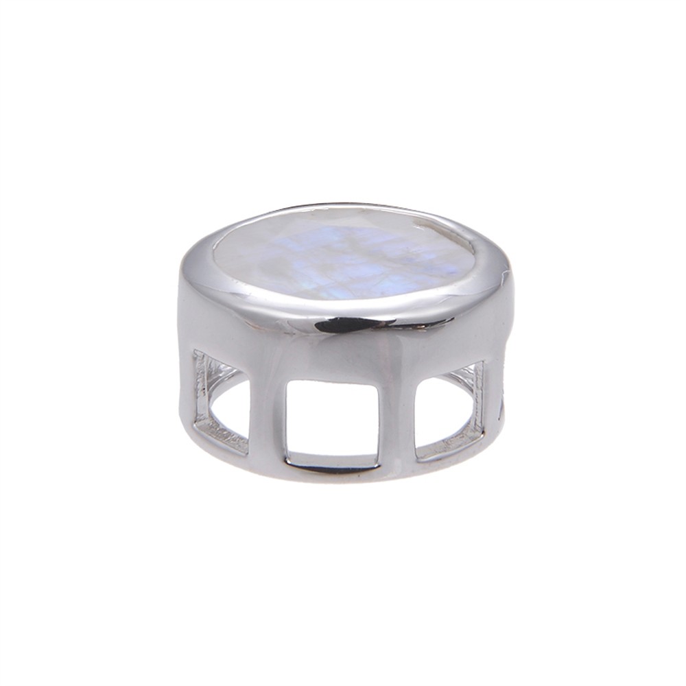 Anhänger Solitär Labradorit weiß (10mm), facettiert, 1,2cm, rhodiniert | Marco Schreier