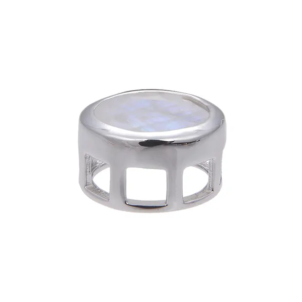 Pendant solitaire Labrodorite (white) (10mm), faceted, 1.2cm, rhodiniert | Marco Schreier