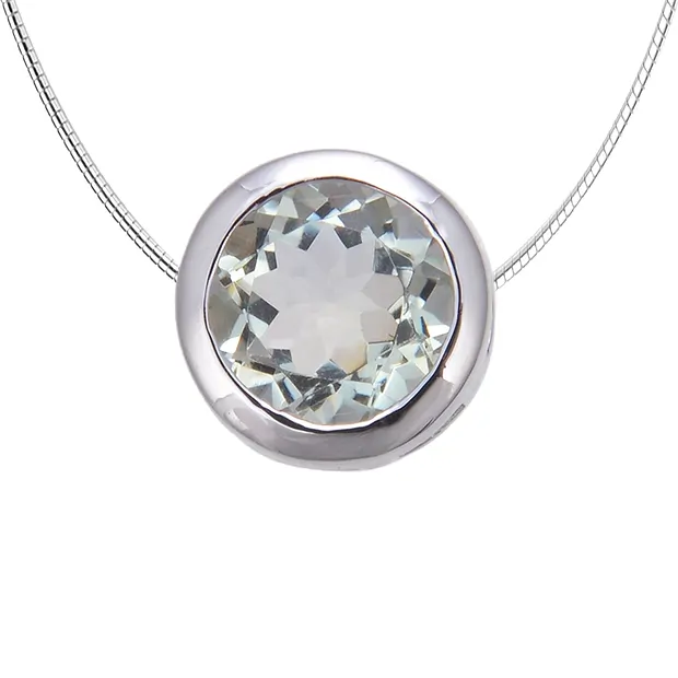 Pendant solitaire Prasiolite (10mm), faceted, 1.2cm, rhodiniert | Marco Schreier