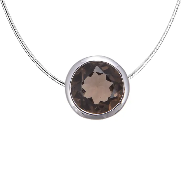 Pendant solitaire Smoky Quartz (10mm), faceted, 1.2cm, rhodiniert | Marco Schreier