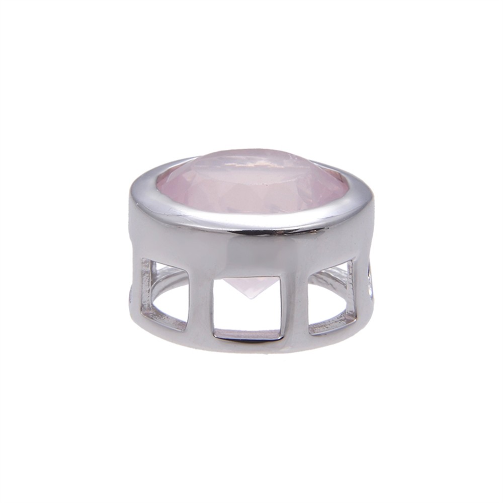 Pendant solitaire Rose Quartz (10mm), faceted, 1.2cm, rhodiniert | Marco Schreier