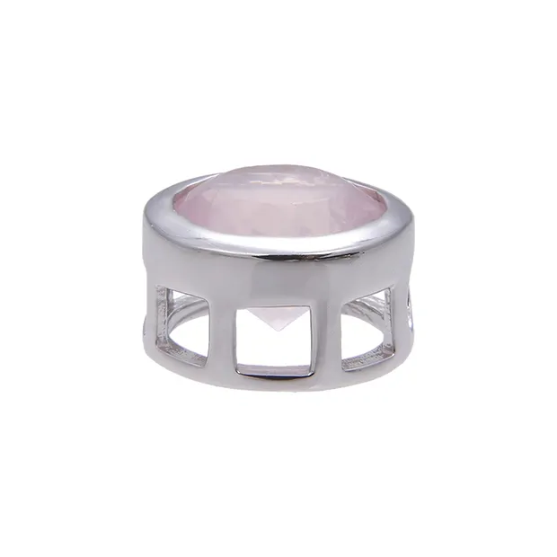 Pendant solitaire Rose Quartz (10mm), faceted, 1.2cm, rhodiniert | Marco Schreier