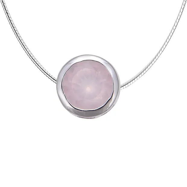 Pendant solitaire Rose Quartz (10mm), faceted, 1.2cm, rhodiniert | Marco Schreier