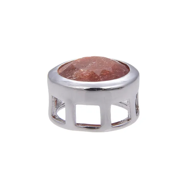 Pendentif Solitaire Pierre de soleil (10mm), facetté, 1,2cm, rhodié | Marco Schreier