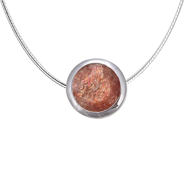 Pendentif Solitaire Pierre de soleil (10mm), facetté, 1,2cm, rhodié | Marco Schreier