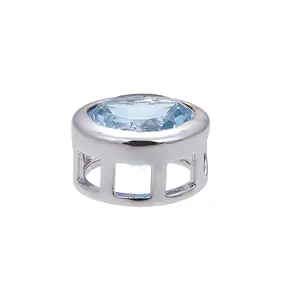 Pendentif Topaze solitaire bleu, facetté, 1,2cm, rhodié | Marco Schreier