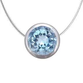 Pendentif Topaze solitaire bleu, facetté, 1,2cm, rhodié | Marco Schreier