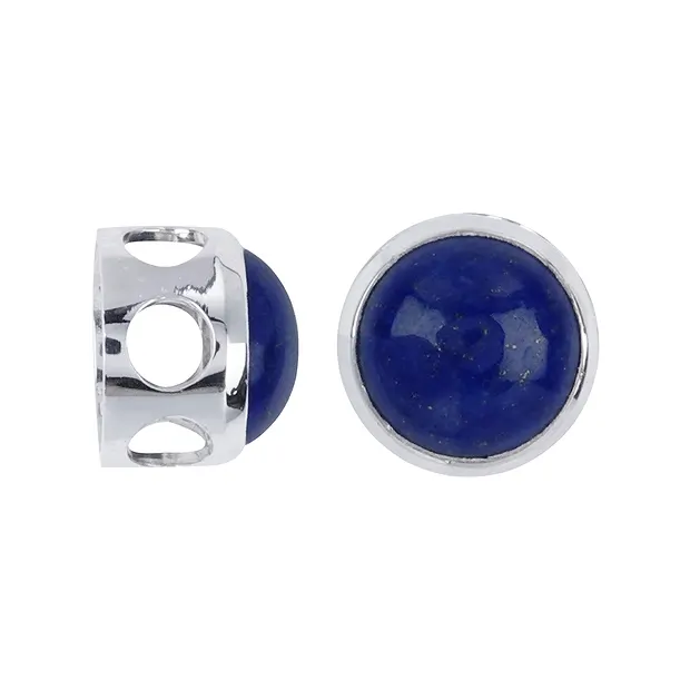 Pendentif Lapis-lazuli rond (12mm), 1,4cm, rhodié | Marco Schreier