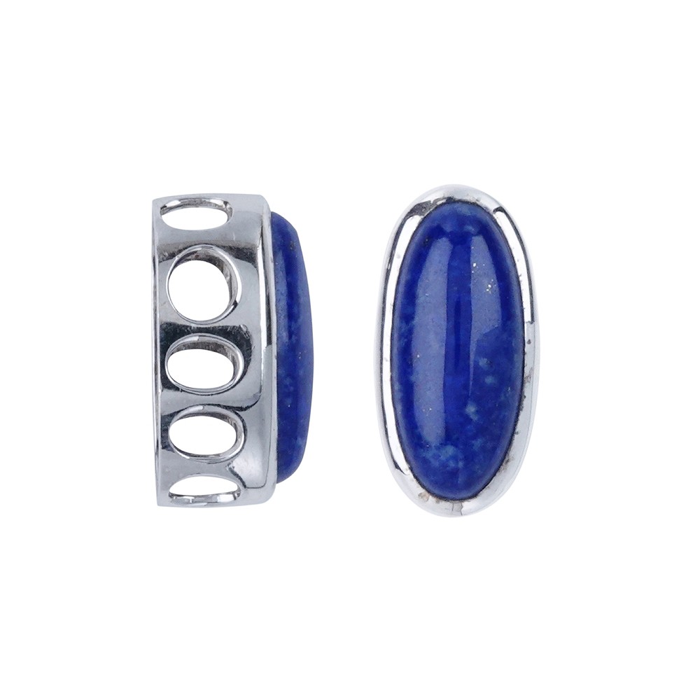 Lapis Lazuli oval pendant (20 x 9mm), 2.3cm, rhodiniert | Marco Schreier