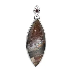 242018210039 Anhänger versteinertes Holz, Marquise (59 x 22mm), 7,8cm, platiniert | Marco Schreier