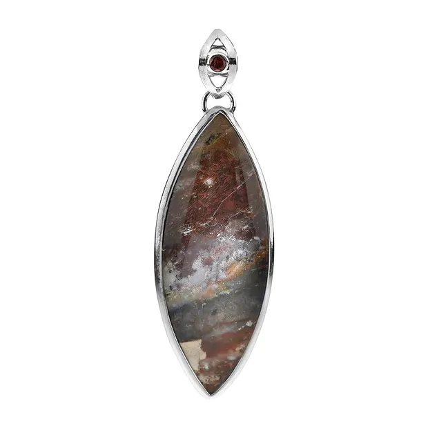 Petrified Wood Pendant, Marquise (59 x 22mm), 7.8cm, platinum plated | Marco Schreier