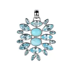 242018210049 Pendentif Topaze bleue Navettes, Larimar, 4,4cm, rhodié | Marco Schreier