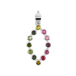242018210052 Pendentif Tourmaline (polychrome), Ovale, 4,7cm, rhodié | Marco Schreier