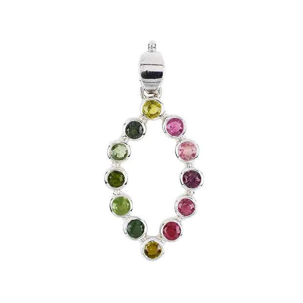 Tourmaline (multicolour) pendant, oval, 4.7 cm, rhodiniert | Marco Schreier