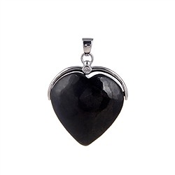 242018210058 Shungite (stab.) heart pendant (29mm), topaz, 4.1cm, rhodiniert | Marco Schreier