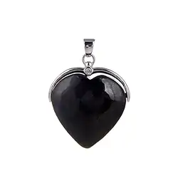 242018210058 Shungite (stab.) heart pendant (29mm), topaz, 4.1cm, rhodiniert | Marco Schreier