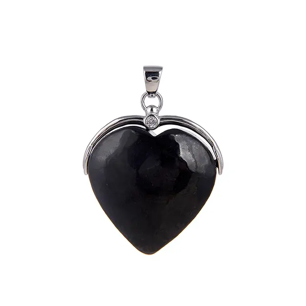 Shungite (stab.) heart pendant (29mm), topaz, 4.1cm, rhodiniert | Marco Schreier