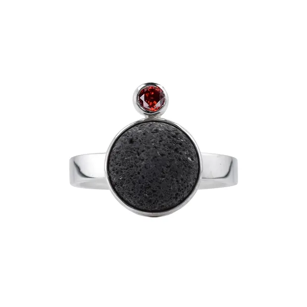 Anhänger Lava (12mm), Granat, 3,0cm, rhodiniert | Marco Schreier