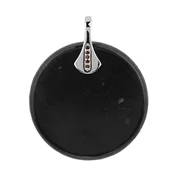 242018210063 Pendentif Shungite (stab.) cercle (30mm), grenat, 3,6cm, rhodié | Marco Schreier
