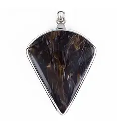 242018210088 Petrified Wood pendant, triangle (50 x 40mm), 6.8cm, rhodiniert | Marco Schreier