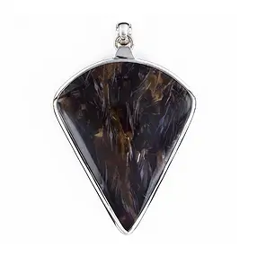 Colgante de madera petrificada, triángulo (50 x 40 mm), 6,8 cm, rodinado | Marco Schreier