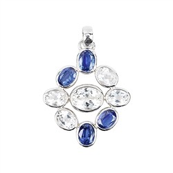 242018210106 Anhänger Topas weiß oval, Disthen oval, 4,4cm, rhodiniert | Marco Schreier