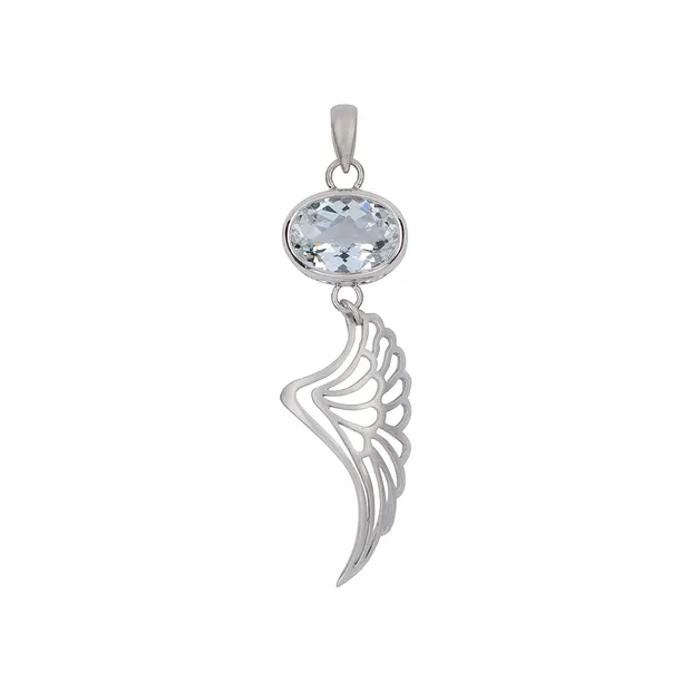 Fishing wing pendant, topaz, 6.0 cm, rhodiniert | gems, healing stones & jewelry