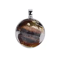 242018210114 Pendentif Bois silicofié (opalisé), rond (30mm), 4,0cm, rhodié | Marco Schreier