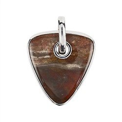242018210117 Petrified Wood Triangle Pendant with frame and eyelet, 4.0 cm, rhodiniert | Marco Schreier
