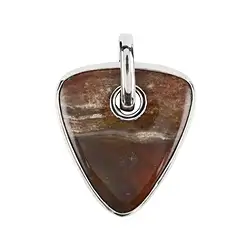 242018210117 Petrified Wood Triangle Pendant with frame and eyelet, 4.0 cm, rhodiniert | Marco Schreier