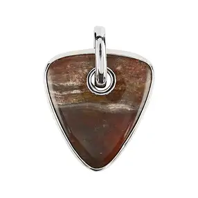 Pendentif Bois fossilisé Triangle, cadre, 4,0cm, rhodié | Marco Schreier