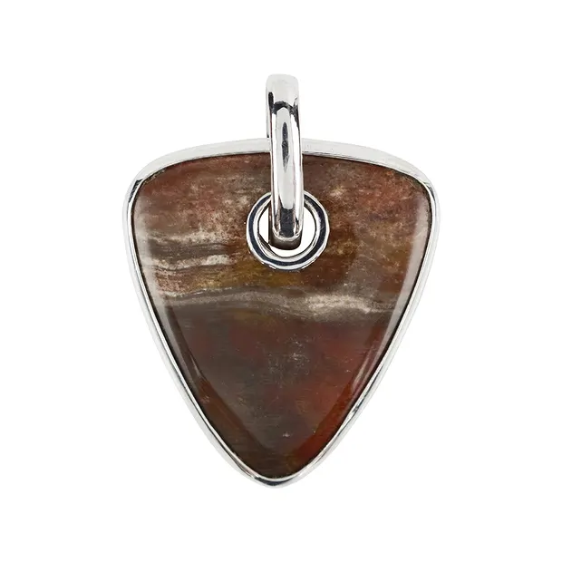 Petrified Wood Triangle Pendant, frame, 4.0 cm, rhodiniert | Marco Schreier