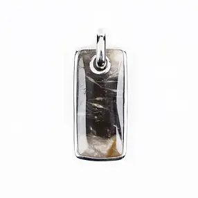 Pendentif Bois silicofié rectangle, 4,4cm, rhodié | Marco Schreier
