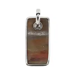 242018210122 Petrified Wood pendant rectangle with frame and eyelet, 4.4 cm, rhodiniert | Marco Schreier