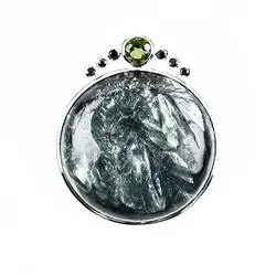 242018210124 Pendentif séraphinite, rond (35mm), tourmaline, spinelle, 4,5cm, platiné | Marco Schreier