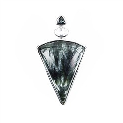242018210127 Pendant serafinite, triangle (35 x 21mm), topaz, tourmaline, 5.0cm, rhodiniert | Marco Schreier