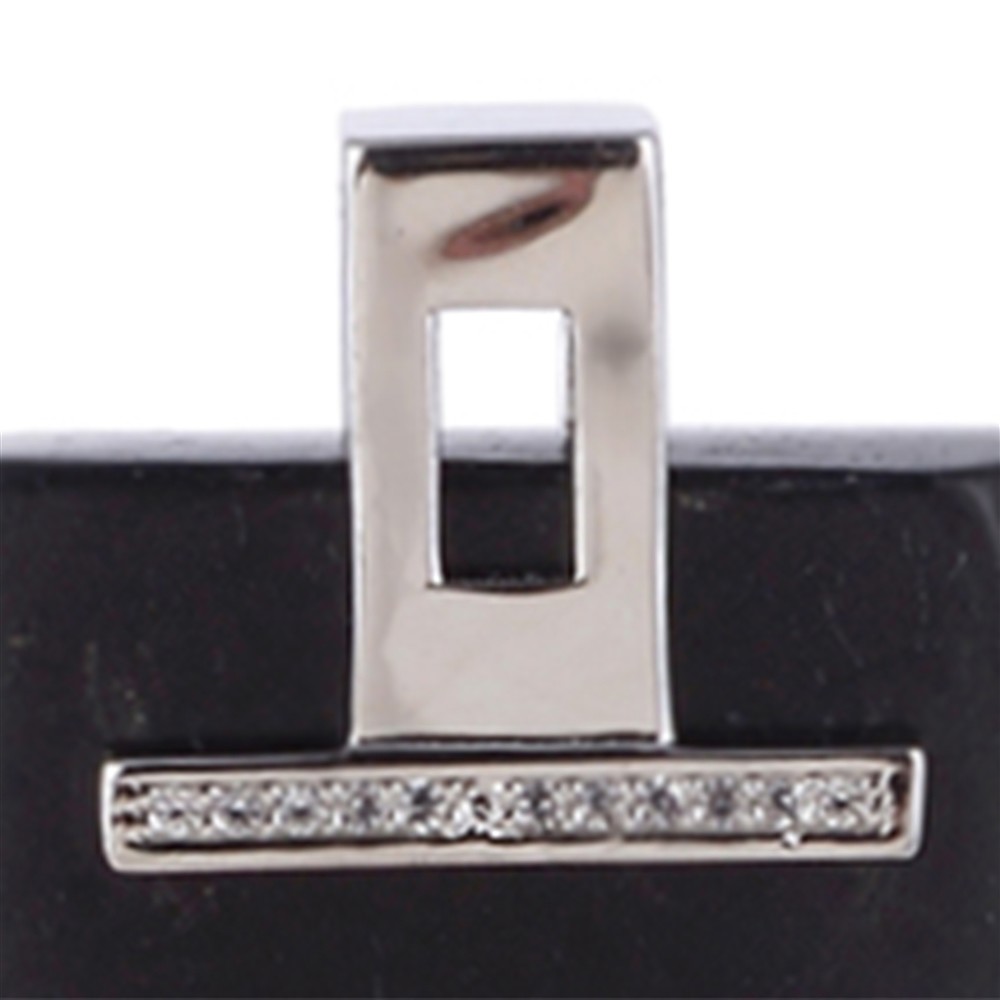 Pendente in Shungite (stab.), rettangolo (40 x 20 mm), 4,8 cm, rodiato | Marco Schreier