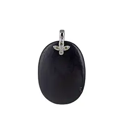 242018210129 Pendentif Shungite (stab.) ovale (40 x 30mm). Péridot, 4,8cm, rhodié | Marco Schreier