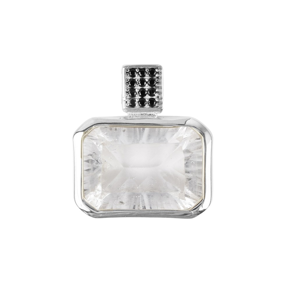 Ciondolo in Cristallo di rocca, rettangolo (10 x 15 mm), Spinello, 1,9 cm, placcato oro | Marco Schreier